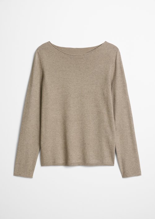 Regular fine knit sweater — Stone Taupe Melange