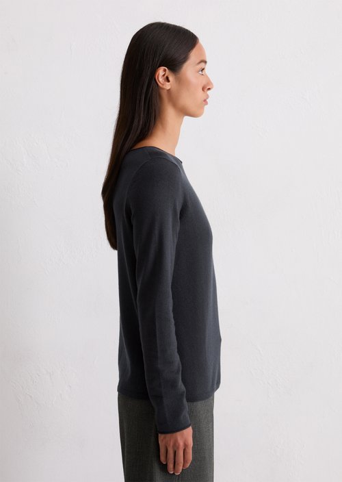 Regular fine knit sweater — Deep Night Blue