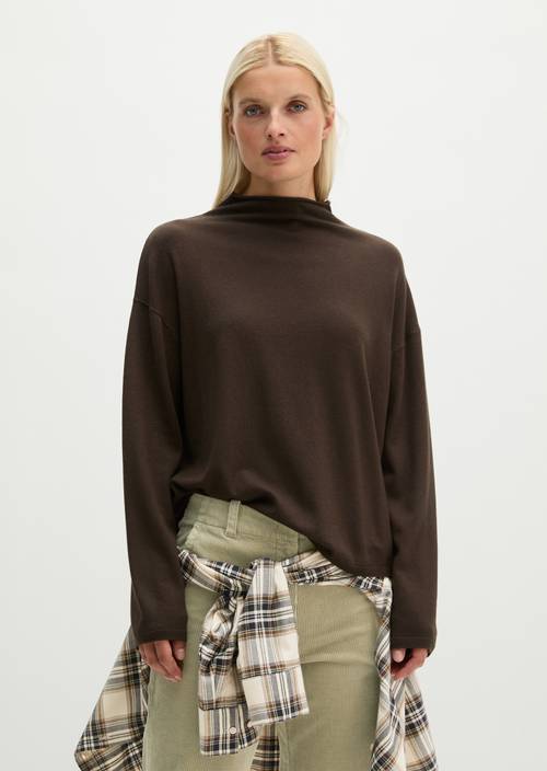 Feinstrick-Pullover oversized Burnt Coffee in Frontalansicht