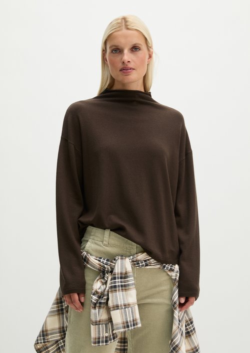 Oversized fine knit sweater — Burnt Coffee