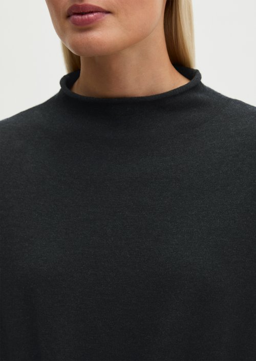 Oversized fine knit sweater — Coal Grey Melange