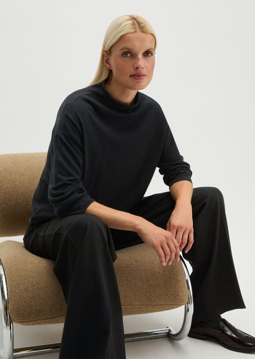 Oversized fine knit sweater — Coal Grey Melange