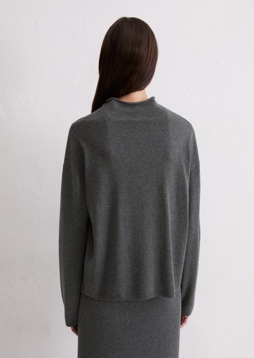 Oversized fine knit sweater — Dark Grey Melange