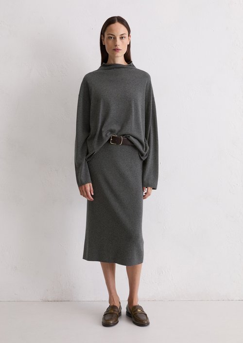 Oversized fine knit sweater — Dark Grey Melange