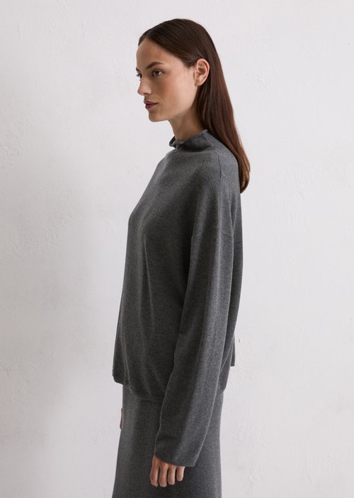 Oversized fine knit sweater — Dark Grey Melange