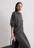 Oversized fine knit sweater made from a soft virgin wool blend