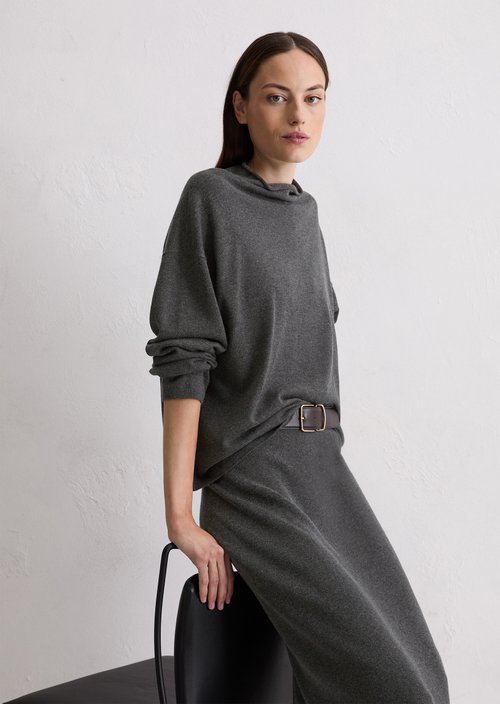 Oversized fine knit sweater — Dark Grey Melange