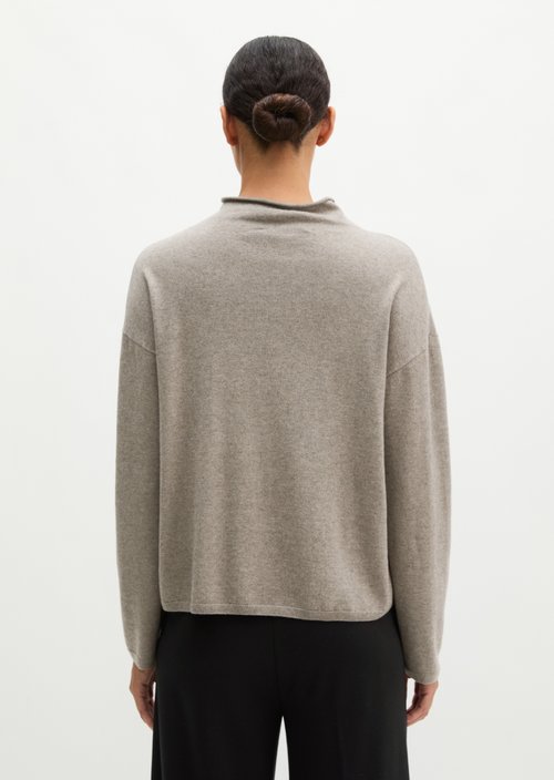 Oversized fine knit sweater — Stone Taupe Melange