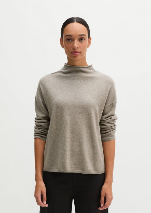Oversized fine knit sweater — Stone Taupe Melange