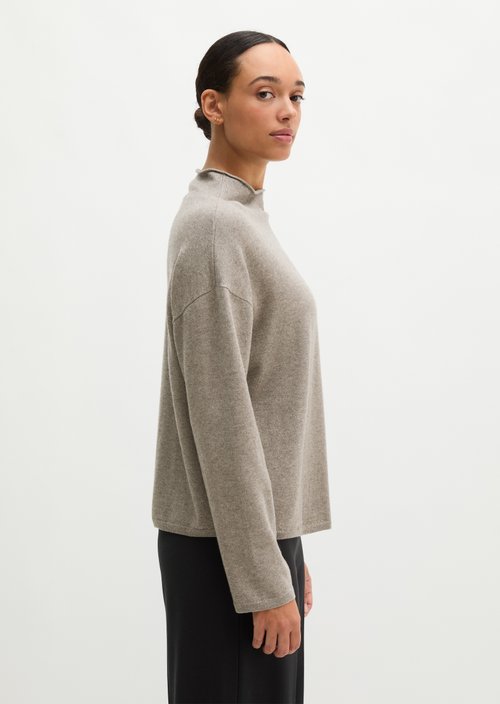 Oversized fine knit sweater — Stone Taupe Melange