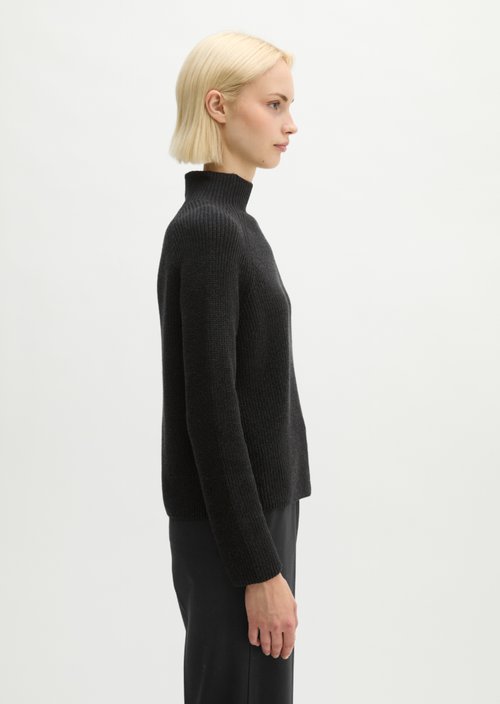 Regular-Fit Knit Sweater — Coal Grey Melange