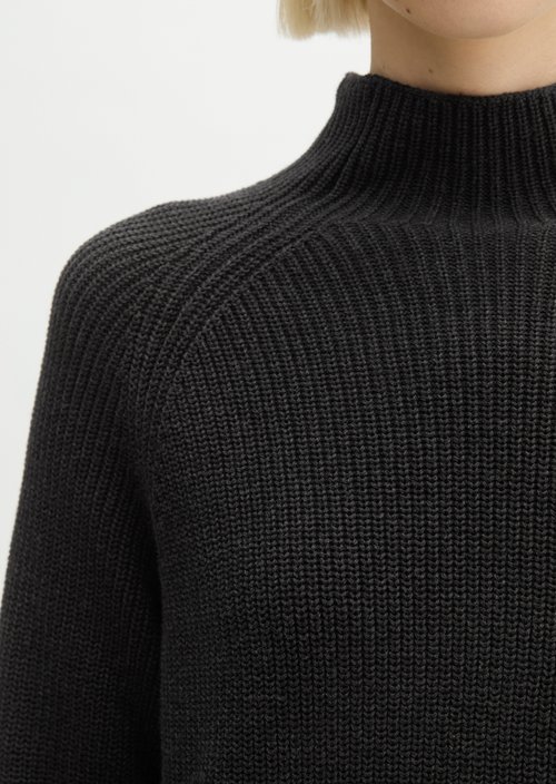 Regular-Fit Knit Sweater — Coal Grey Melange