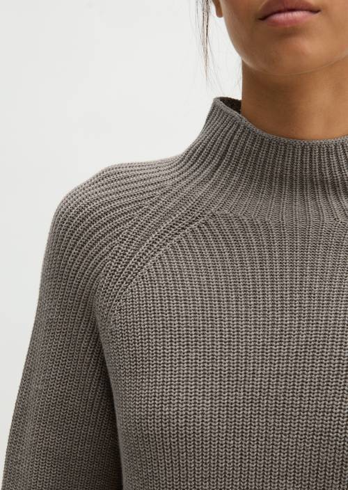 Strickpullover regular Stone Taupe Melange in Detailansicht