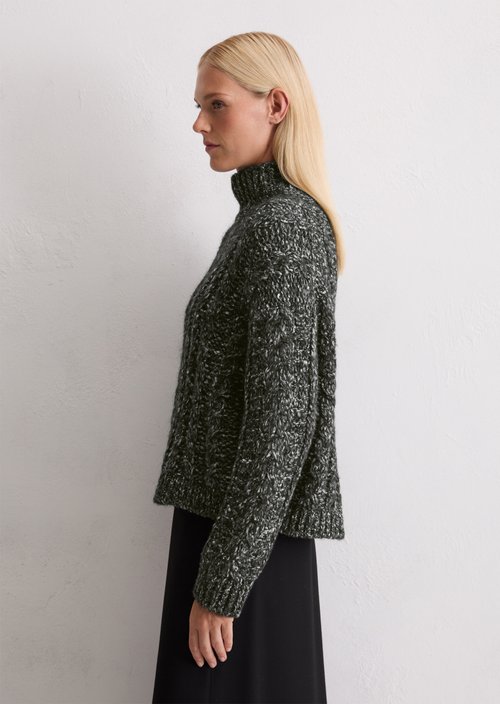 Cable knit oversized sweater — Dark Grey Melange