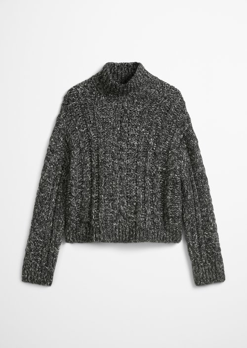 Cable knit oversized sweater — Dark Grey Melange