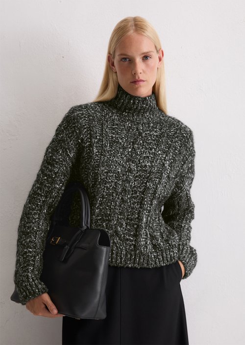 Cable knit oversized sweater — Dark Grey Melange