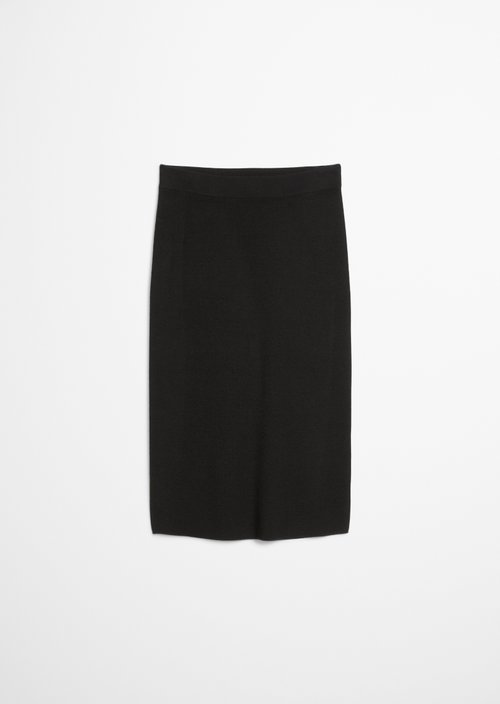 Rib knit skirt shaped — Black