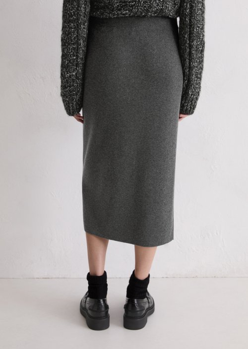 Rib knit skirt shaped — Dark Grey Melange