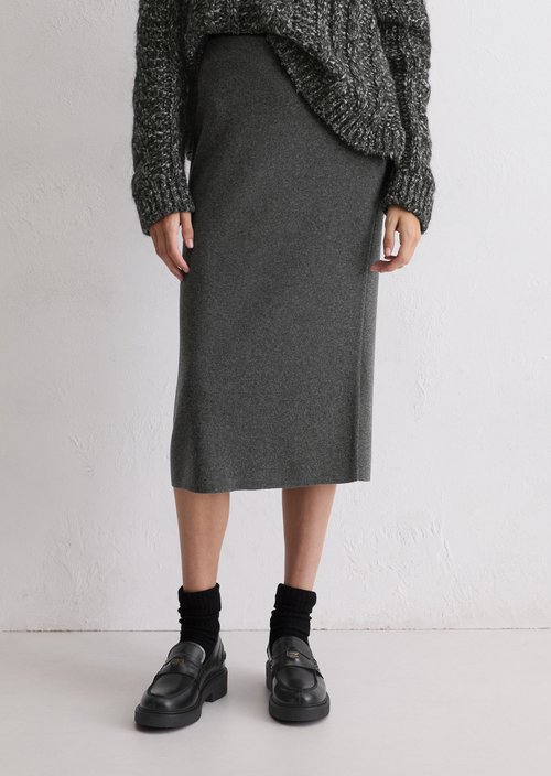Rib knit skirt shaped — Dark Grey Melange