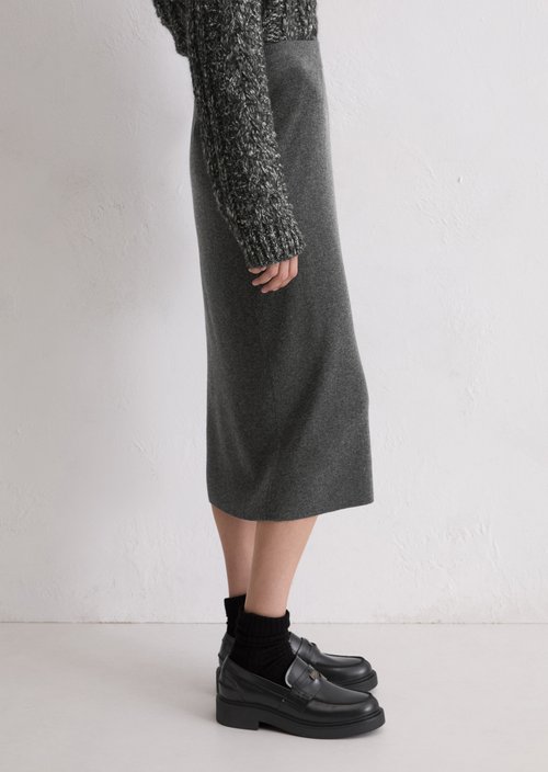 Rib knit skirt shaped — Dark Grey Melange