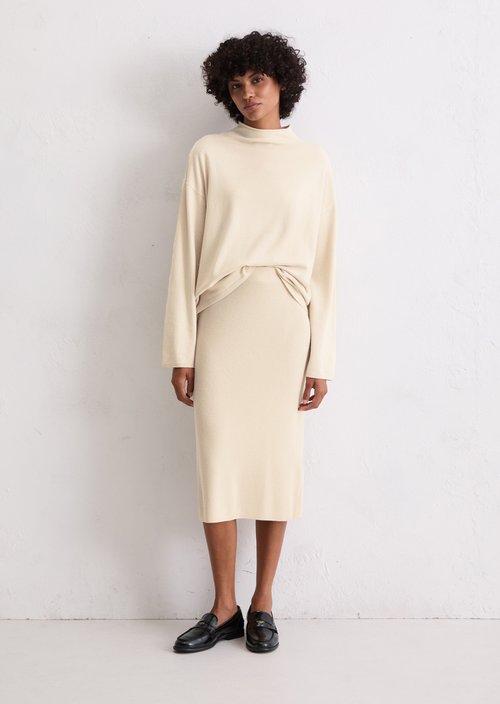 Rib knit skirt shaped — Light Oat