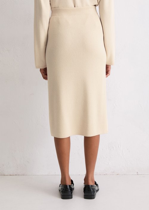 Rib knit skirt shaped — Light Oat