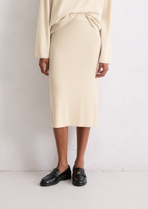 Rib knit skirt shaped — Light Oat