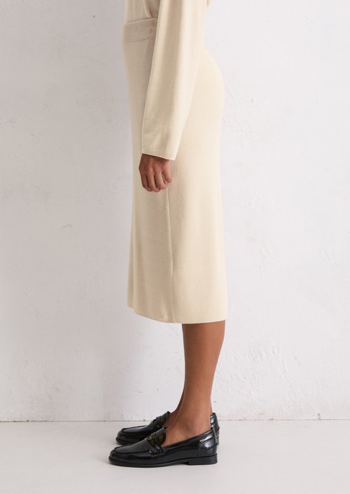 Rib knit skirt shaped — Light Oat