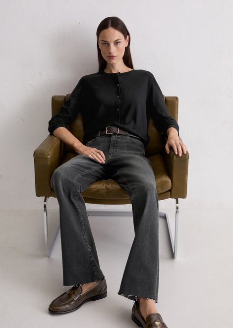 Marc O'Polo Cardigan slim, Damen, schwarz, Gr. xs, 50% Schurwolle, 33% Viskose, 17% Polyamid