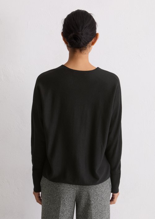 Oversized fine knit sweater — Black