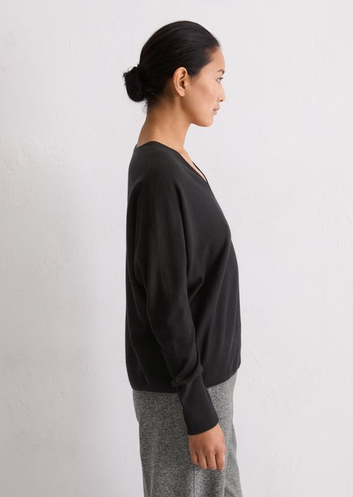 Oversized fine knit sweater — Black