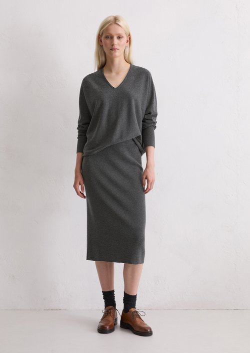 Oversized fine knit sweater — Dark Grey Melange