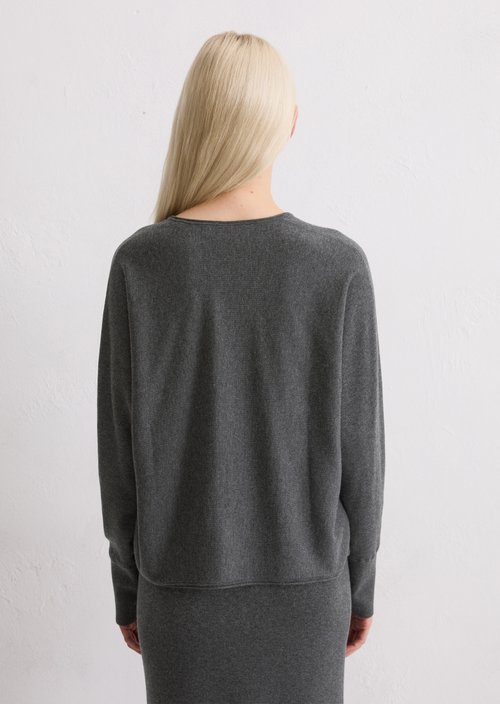 Oversized fine knit sweater — Dark Grey Melange