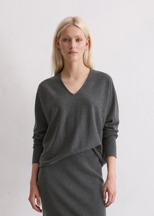 Oversized fine knit sweater — Dark Grey Melange