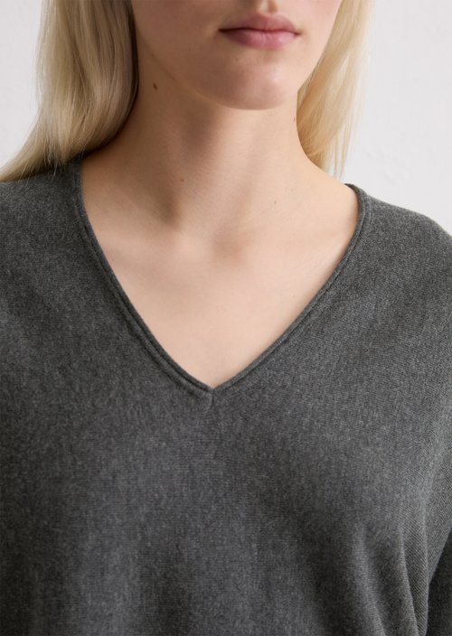 Oversized fine knit sweater — Dark Grey Melange
