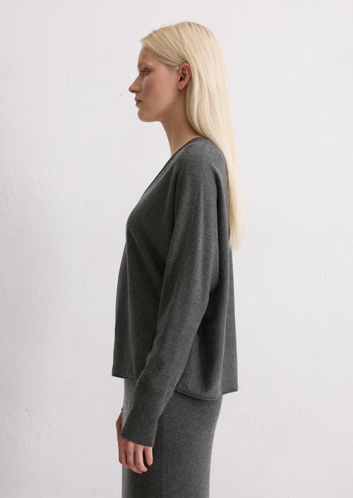 Oversized fine knit sweater — Dark Grey Melange
