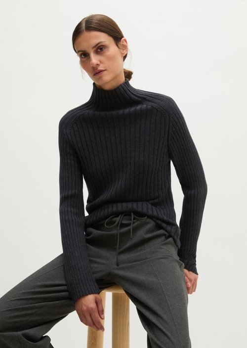 Turtleneck sweater slim — Coal Grey Melange
