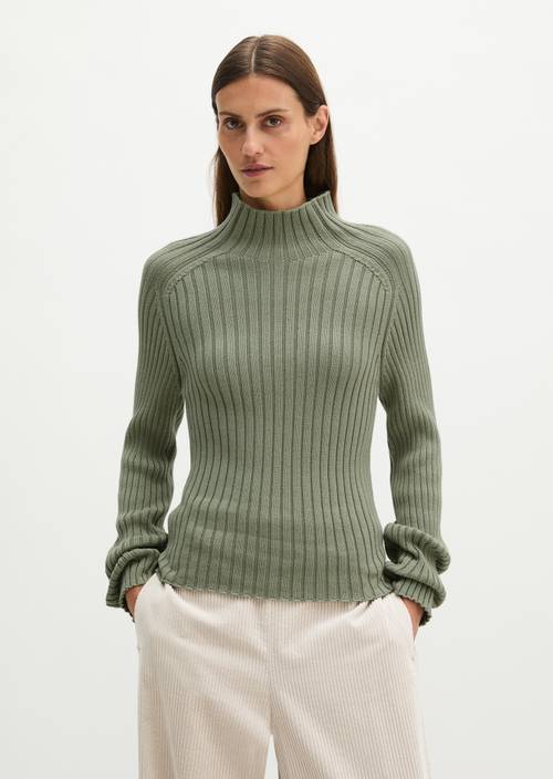 Pull à col tourbillon slim Smooth Sage en vue de face