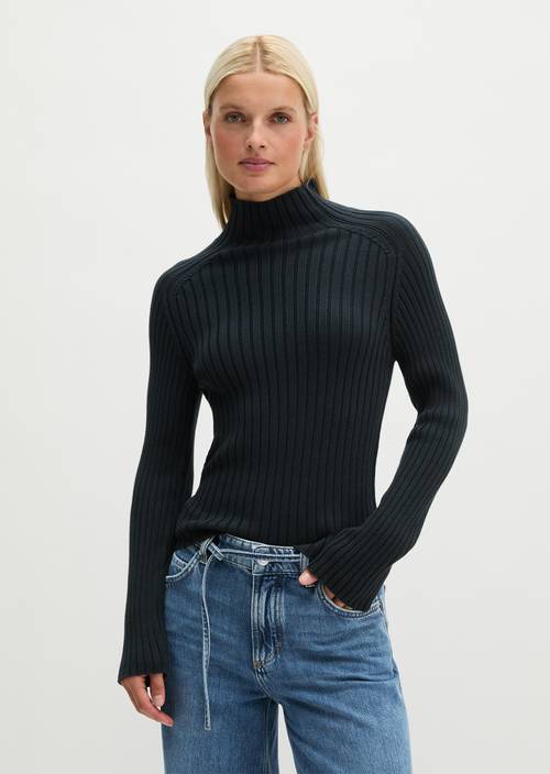 Turtleneck-Pullover slim Maritime Blue in Frontalansicht