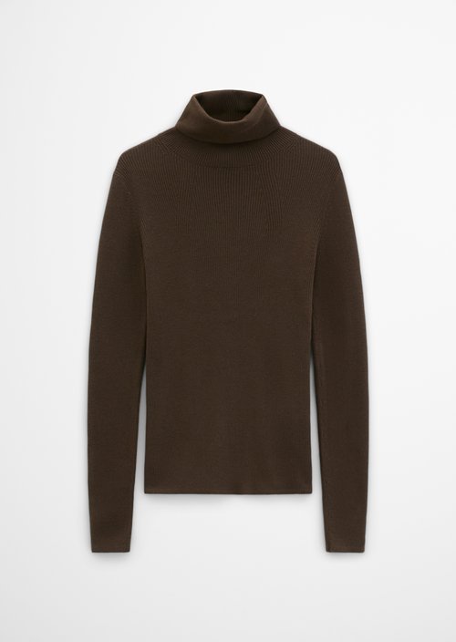 Turtleneck sweater slim — Burnt Coffee