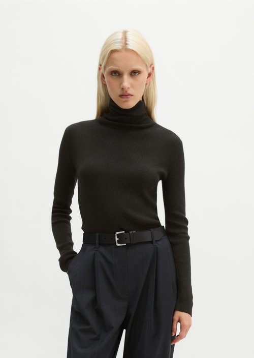 Turtleneck sweater slim — Coal Grey Melange