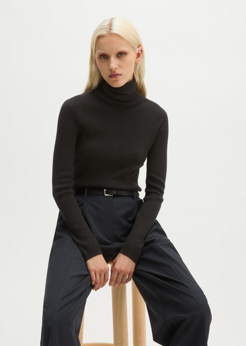 Turtleneck sweater slim — Coal Grey Melange