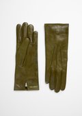 Leather finger gloves made from vintage lamb nappa - green