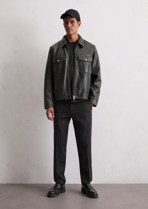 Leather jacket regular — Black