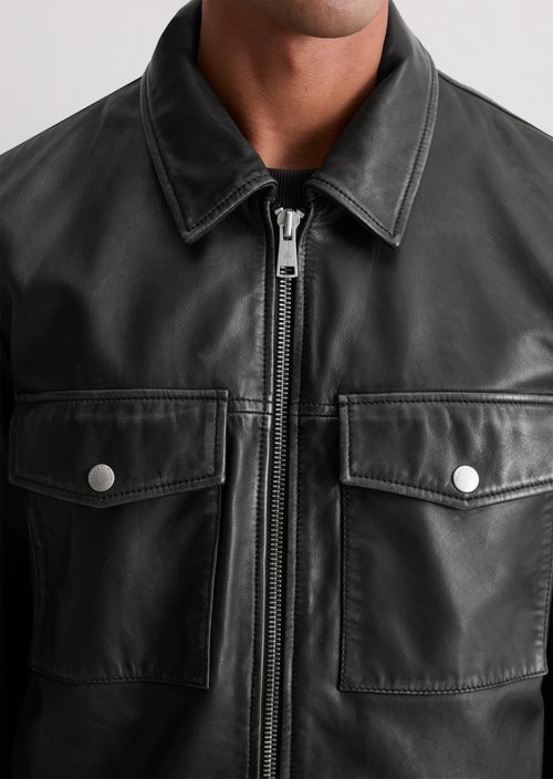 Leather jacket regular — Black