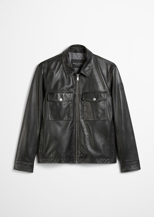 Leather jacket regular — Black