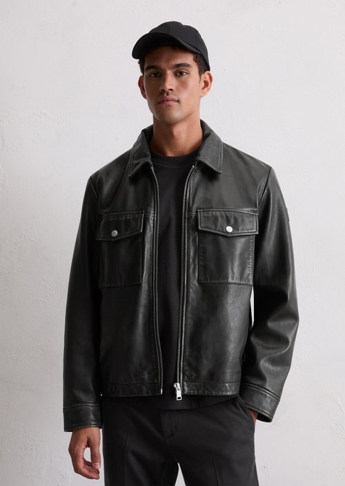 Leather jacket regular — Black