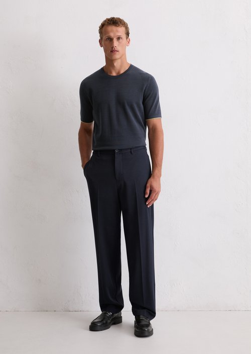 Feinstrickshirt Travel Collection — Deep Night Blue