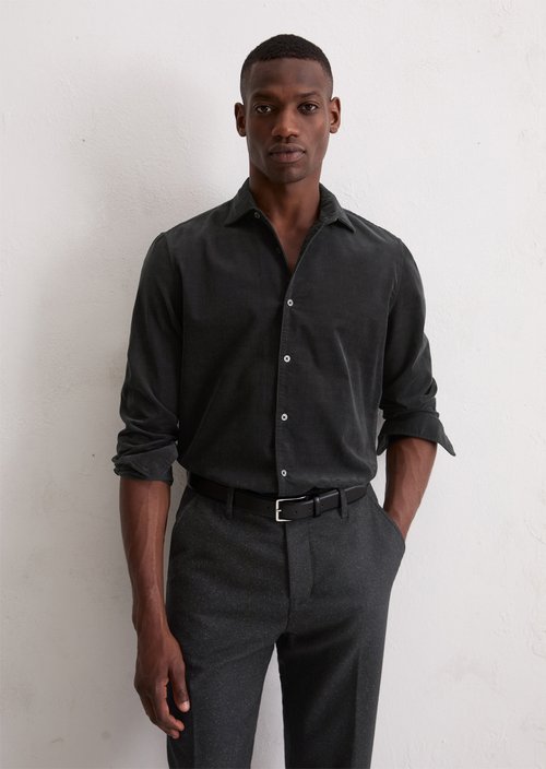 Corduroy shirt shaped — Black