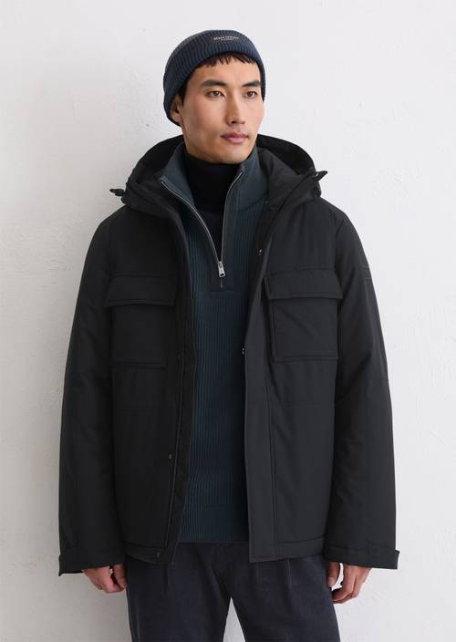 Chaqueta con capucha regular Dark Navy en vista frontal